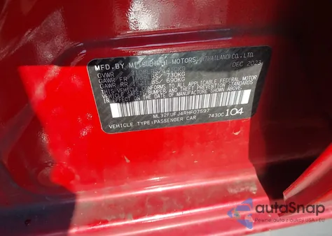 2024 Mitsubishi Mirage G4 Le from USA, damaged, VIN ML32FUFJ4RHF07597